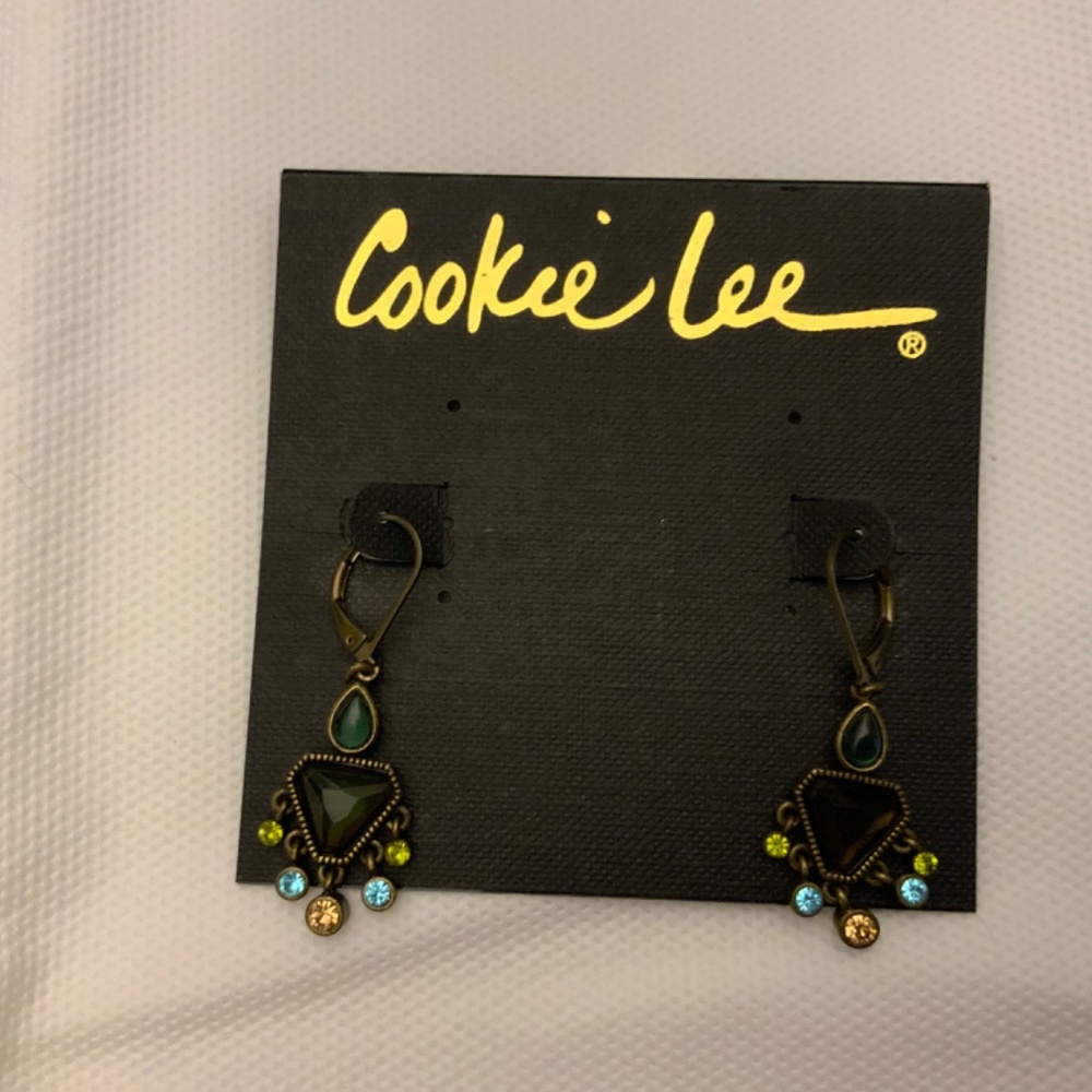 S8/ NWT 19” Cookie Lee Necklace & Earring Set 8 - Bronze chain with crystals - Picture 3 of 4